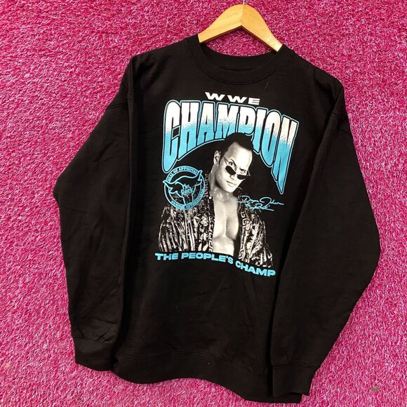 The Rock WWE Champion Attitude Era Crewneck Sweater Large - Picture 3 of 4